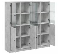 vidaXL Estantería con Puertas Librería de Almacenaje Estante Oficina Madera Gris