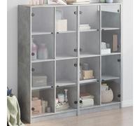 vidaXL Estantería con puertas madera de ingeniería gris 136x37x142 cm