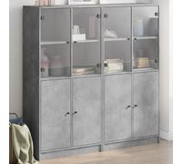 vidaXL Estantería con puertas madera de ingeniería gris 136x37x142 cm