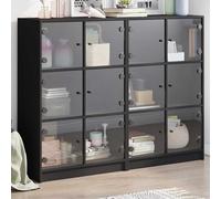vidaXL Estantería con puertas madera de ingeniería negro 136x37x109 cm Negro