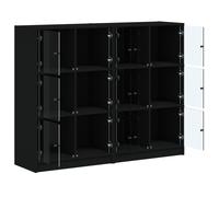 vidaXL Estantería con puertas madera de ingeniería negro 136x37x109 cm Negro