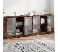 vidaXL Estantería con puertas madera roble ahumado 204x37x75 cm