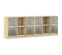 vidaXL Estantería con Puertas, Mueble de Almacenaje para Libros Revistas, Estantes Expositores, Librería para Oficina, Madera Roble Sonoma