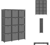 vidaXL Estantería cúbica con cajas, 12 compartimentos, gris, 103x30x141 cm, tela. Estanterías y libreros
