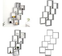 vidaXL Estantería cúbica en color gris hormigón, 90x15x119 cm, fabricada en material de madera. Estante de pared, estantes de pared, repisa de pared, repisas de pared