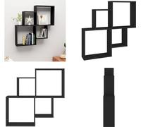vidaXL Estantería cúbica negra de 80x15x78,5 cm, fabricada en material de madera. Estantería cúbica, estanterías cúbicas, estante de pared cúbico, estantes de pared cúbicos