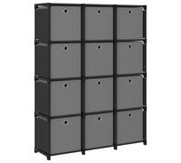 vidaXL Estantería de 12 cubos con cajas tela negra 103x30x141 cm