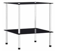 vidaXL Estantería de 2 niveles vidrio templado negro 40x40x47cm