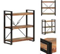 vidaXL Estantería de 3 compartimentos, 77x30x80 cm, madera maciza reciclada y hierro - Estanterías y libreros