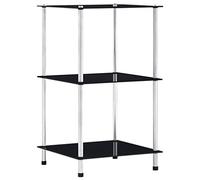vidaXL Estantería de 3 niveles Vitrina vidrio templado Negro 40x40x67 cm