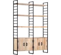 vidaXL Estantería de 4 estantes, 124x30x180 cm, con mango de madera maciza - Estantería - Estanterías - Librería - Librerías