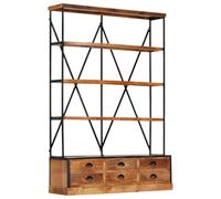 vidaXL Estantería de 4 Niveles 6 cajones Madera de Mango 122x36x181 cm