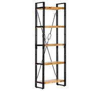 vidaXL Estantería de 5 Niveles Estante Librerías Almacenaje Mostrador Organizador Salón Oficina Hogar Dormitorio Cocina 60x30x180 cm Madera Maciza de Mango