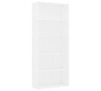 vidaXL Estantería de 5 niveles Estante de libros Archivador para salón y oficina Contrachapado blanco