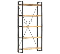 Estantería Vidaxl de 5 Niveles Madera Maciza Mango 90x30x180 Cm - Marrón/negro Brown