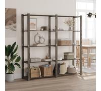 vidaXL Estantería de almacenamiento con 5 estantes, color gris, 170x38x170 cm, madera maciza de pino