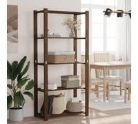 vidaXL Estantería de almacenamiento con 5 estantes, color marrón, 80x38x170 cm, madera maciza de pino