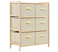 vidaXL Estantería de almacenaje 6 cestas de tela madera de cedro beige
