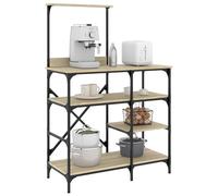 vidaXL Estantería de cocina madera ingeniería metal roble 90x40x132 cm