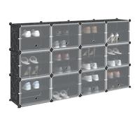 vidaXL Estantería de cubos con 12 compartimentos y puertas PP negro