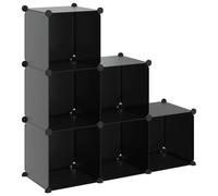 vidaXL Estantería de Cubos con 6 Compartimentos Estante Zapatero Armario Bibilioteca de Módulos Organizador Divisor Guardarropa Negro PP