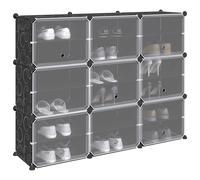 vidaXL Estantería de cubos con 9 compartimentos y puertas PP negro