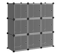 Vidaxl estantería de cubos con 9 compartimentos y puertas pp negro