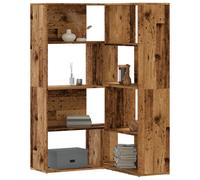 vidaXL Estantería de esquina 4 niveles madera envejecida 85x85x140 cm en color Madera antigua/Gris sonoma/Blanco y más | almacenamiento funcional diseño moderno para baño dormitorio sala