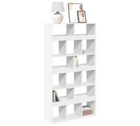 vidaXL Estantería de madera de ingeniería blanca 100x33x187,5 cm en color Blanco/Roble Sonoma/Gris sonoma y más | almacenamiento funcional diseño moderno para baño dormitorio sala