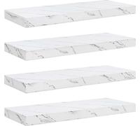 vidaXL Estantería de pared, 4 unidades, blanco, mármol, 60 x 23,5 x 3,8 cm, material de madera
