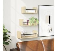 vidaXL Estantería de pared de 3 piezas con barras roble Sonoma Madera de ingeniería