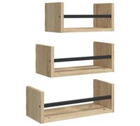 vidaXL Estantería de Pared de 3 Piezas con Barras Roble Sonoma Madera de ingeniería