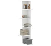 vidaXL Estantería de pared de esquina de madera blanca 36,5x36,5x140 cm