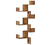 vidaXL Estantería de pared de esquina madera envejecida 45x45x147 cm