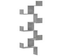 vidaXL Estantería de Pared de Esquina Madera Gris hormigón 45x45x147cm, Estante de Esquina, Estante montado en la Pared, Estante de exhibición de Pared