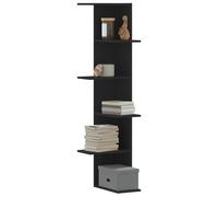 vidaXL Estantería de pared de esquina madera negra 36,5x36,5x140 cm
