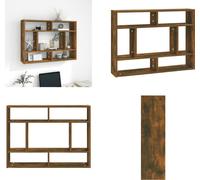 vidaXL Estantería de pared en roble ahumado, 75x16x55 cm, material de madera, estantería de pared, estanterías, estantería cúbica, organizador cúbico