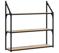 vidaXL Estantería de pared flotante mueble de TV 80x21x78,5 cm Madera de ingeniería Roble Sonoma