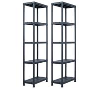 vidaXL Estanterías Plástico (2 unidades) Negro Repisa Mueble Organizador Dimensiones 60 x 30 x 138 cm (100 kg), 60 x 30 x 180 cm (125 kg), 80 x 40 x 138 cm (200 kg) y mas