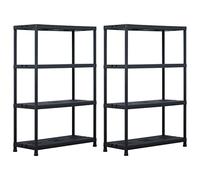 vidaXL Estantería de plástico 2 Unidades 220 kg 90x40x138 cm Negro