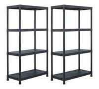 vidaXL Estanterías Plástico (2 unidades) Negro Repisa Mueble Organizador Dimensiones 60 x 30 x 138 cm (100 kg), 60 x 30 x 180 cm (125 kg), 80 x 40 x 138 cm (200 kg) y mas