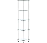 vidaXL Estantería decorativa con 5 estantes, transparente, 30x30x130 cm, vidrio templado