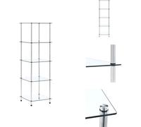 vidaXL Estantería decorativa con 5 estantes transparentes, 40x40x130 cm, vidrio templado - Estanterías y librerías
