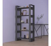 vidaXL Estantería/divisor de espacios madera maciza gris 80x35x160 cm