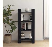 vidaXL Estantería/divisor de espacios madera maciza negro 60x35x125 cm
