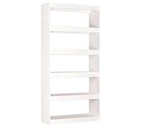 vidaXL Estantería/divisor de espacios madera pino 80x30x167,4 cm Marrón, Blanco, Gris Mueble Almacenaje Estantería para Oficina, Estudio, Dormitorio Estantería/Librería/ mueble de Almacenamiento White