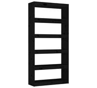 vidaXL Estantería/divisor de espacios madera pino 80x30x167,4 cm Marrón, Blanco, Gris Mueble Almacenaje Estantería para Oficina, Estudio, Dormitorio Estantería/Librería/ mueble de Almacenamiento Black