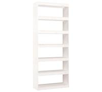 vidaXL Estantería/divisor de espacios madera pino 80x30x199,5 cm Marrón, Blanco, Gris Mueble Almacenaje Estantería para Oficina, Estudio, Dormitorio Estantería/Librería/ mueble de Almacenamiento White