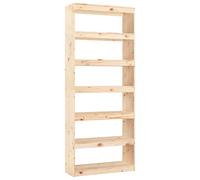 vidaXL Estantería/divisor de espacios madera pino 80x30x199,5 cm Marrón, Blanco, Gris Mueble Almacenaje Estantería para Oficina, Estudio, Dormitorio Estantería/Librería/ mueble de Almacenamiento Brown