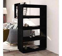 vidaXL Estantería/divisor de espacios madera pino negro 80x35x135 cm